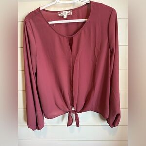 Women's Mauve Tie-Front Blouse